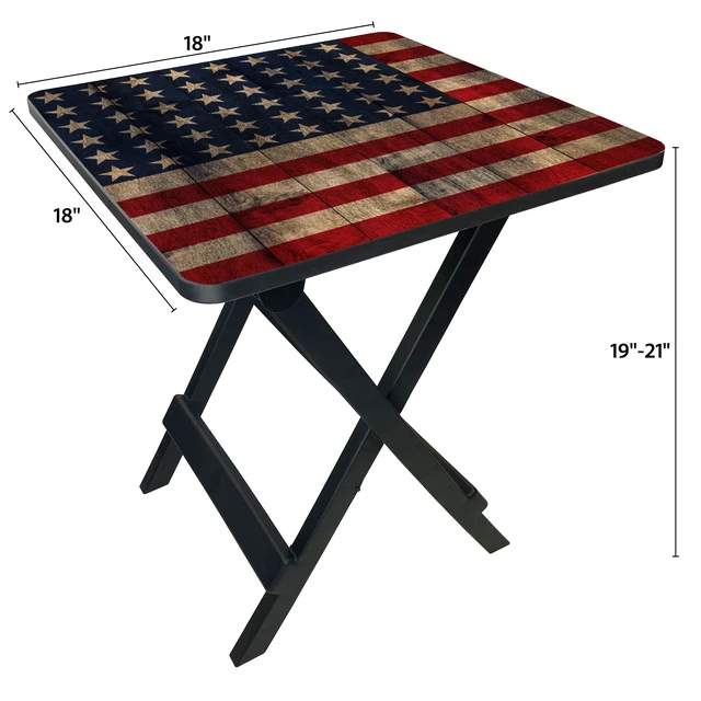 Alt view image 4 of 6 - Ozark Trail 19-Inch Plastic Folding Outdoor Camp Side Table, Flag Print