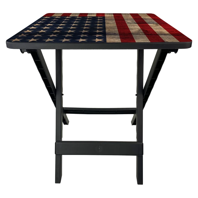 Alt view image 2 of 6 - Ozark Trail 19-Inch Plastic Folding Outdoor Camp Side Table, Flag Print