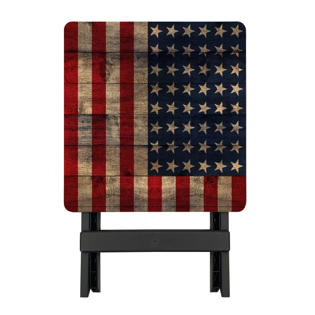 Alt view image 6 of 6 - Ozark Trail 19-Inch Plastic Folding Outdoor Camp Side Table, Flag Print