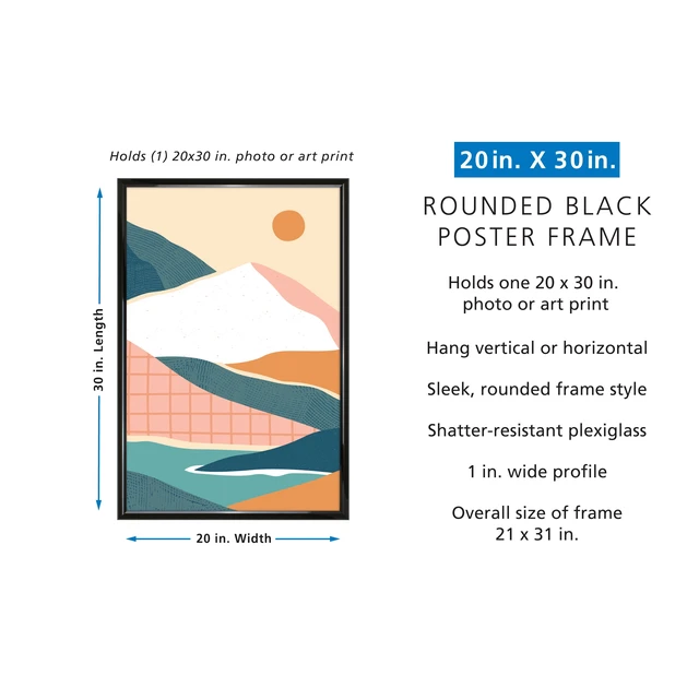 Alt view image 5 of 6 - Mainstays 20x30 Black Rounded Profile Poster Picture Frame