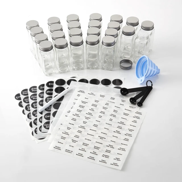 Main image of Kamenstein 24-Piece Empty 4oz Glass Jars Spice Set Organizer and Jar Filling Kit