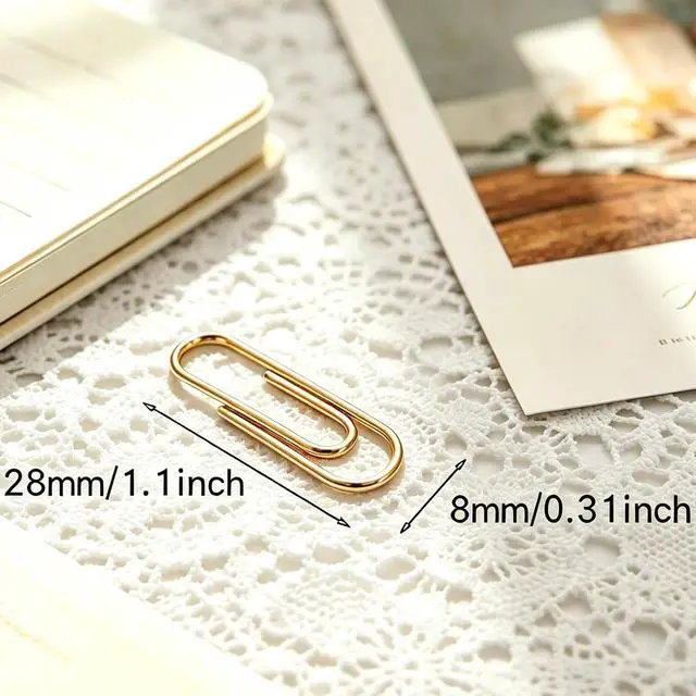 Alt view image 2 of 6 - Gold Paper Clips, 120 Count, 1.1 Inch (28mm) Small Paperclips, Office Supplies for Documents, Files, Notes, and Bookmarks
