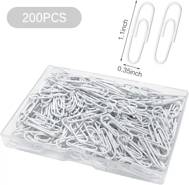 Alt view image 2 of 5 - Elisel Paper Clips, 200pcs Medium Size (1.3 inch) Colored Paper Clip,Durable and Rustproof Coated Paper Clips, Great for Office, School and Personal Use (White)