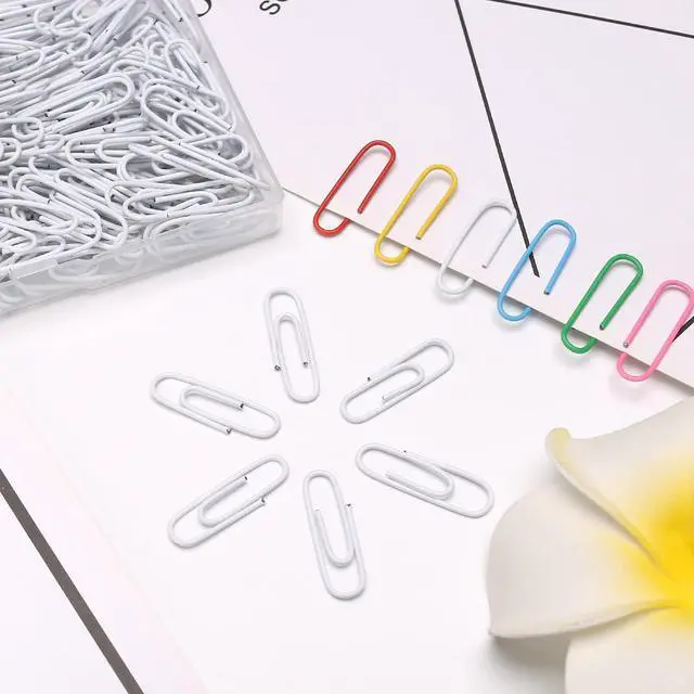 Alt view image 3 of 5 - Elisel Paper Clips, 200pcs Medium Size (1.3 inch) Colored Paper Clip,Durable and Rustproof Coated Paper Clips, Great for Office, School and Personal Use (White)
