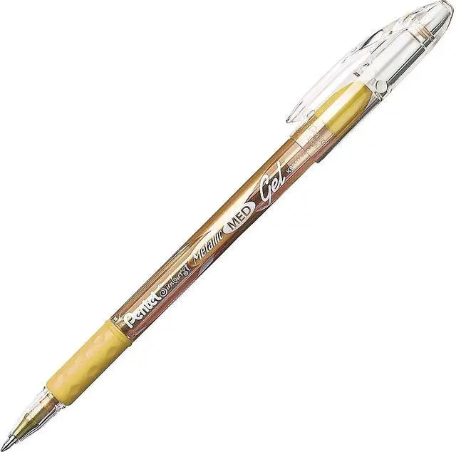 Alt view image 3 of 5 - Pentel Sunburst Metallic Gel Pen, Medium Line, Permanent Gold and Silver Ink, 2 Pack (K908MBP2XZ)