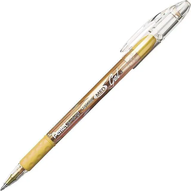 Alt view image 4 of 5 - Pentel Sunburst Metallic Gel Pen, Medium Line, Permanent Gold and Silver Ink, 2 Pack (K908MBP2XZ)