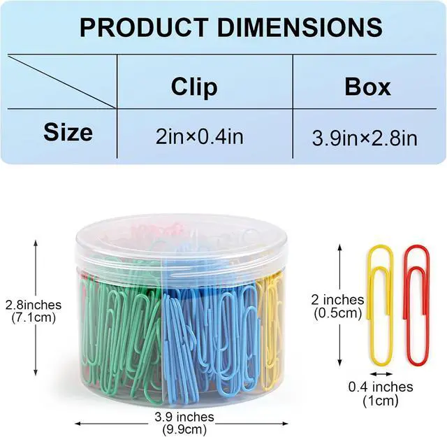Alt view image 2 of 7 - 320 Pcs Large Paper Clips, 2 Inch Jumbo Paper Clips, Colorful Coated Paperclips, Heavy Metal Paperclips Office for Teacher Supplies School Supplies