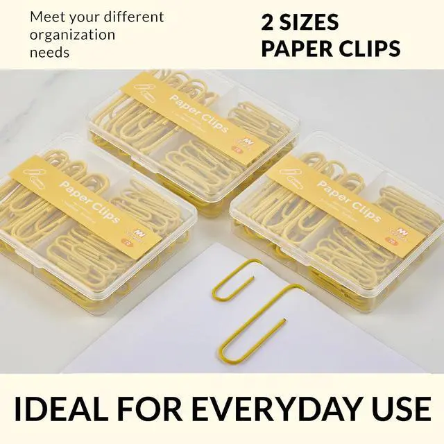 Alt view image 6 of 6 - NEEWAY Colorful Paper Clips Assorted Sizes, Small and Large Paper Clips, 210 Count, 3 Pack of 70 (Yellow)