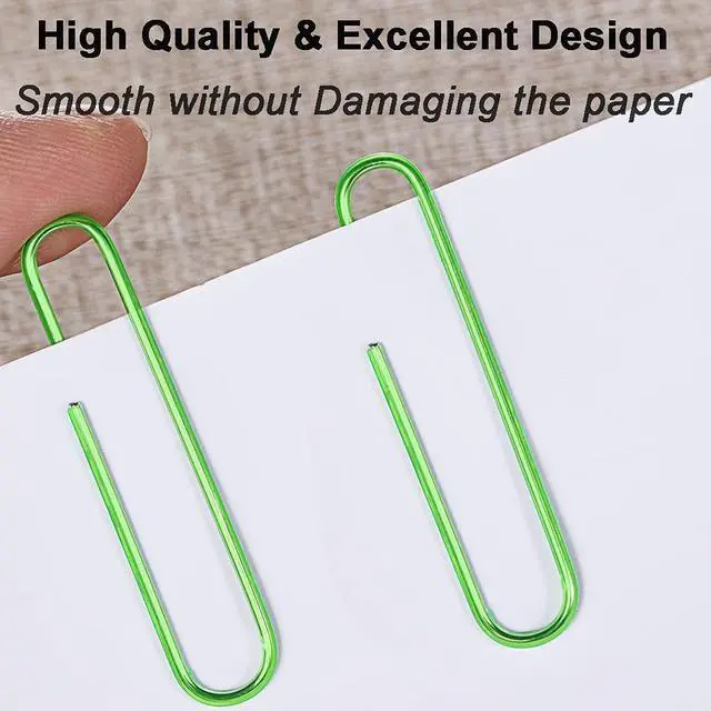 Alt view image 4 of 6 - Vinaco Green Large Paper Clips, 100 Pack 2", Rustproof Office Supplies | Vinyl Coated Metal paperclips, Smooth Burr-Free Surface for Document Organizing, DIY & Daily Home Use