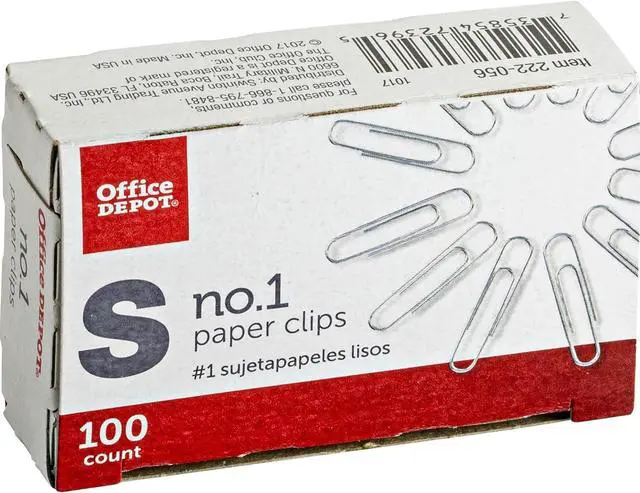 Alt view image 2 of 6 - Office Depot® Brand Paper Clips, No. 1 Regular, Silver, 100 Clips Per Box, Pack of 10 Boxes