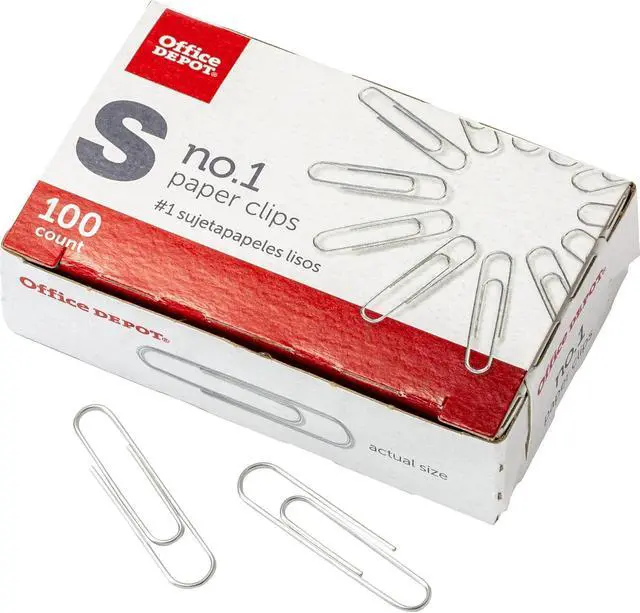 Alt view image 3 of 6 - Office Depot® Brand Paper Clips, No. 1 Regular, Silver, 100 Clips Per Box, Pack of 10 Boxes