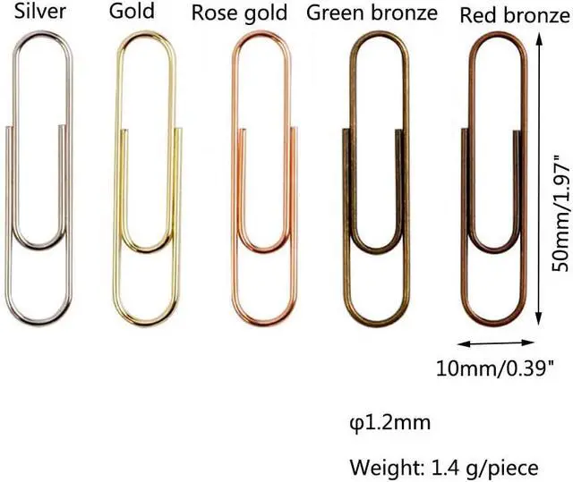 Alt view image 2 of 6 - 50 Pieces 50 mm Metal Paper Clips for Office School and Personal Use (Bronze)
