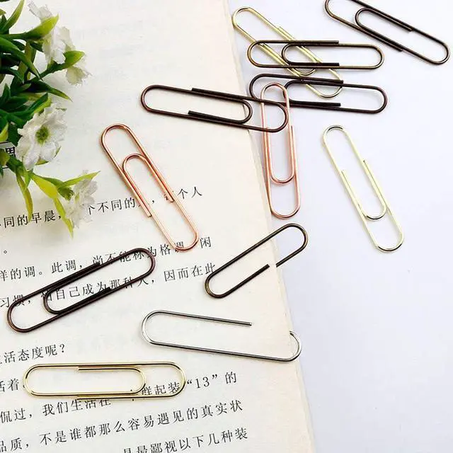 Alt view image 6 of 6 - 50 Pieces 50 mm Metal Paper Clips for Office School and Personal Use (Bronze)