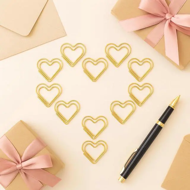 Alt view image 3 of 5 - Fancy Gold Heart Paper Clips 100 Pcs, Wedding Invitations | Fancy Wedding Invitation Accessories and Decorative Desk Supplies for Place Cards, Planners and Paper Organization