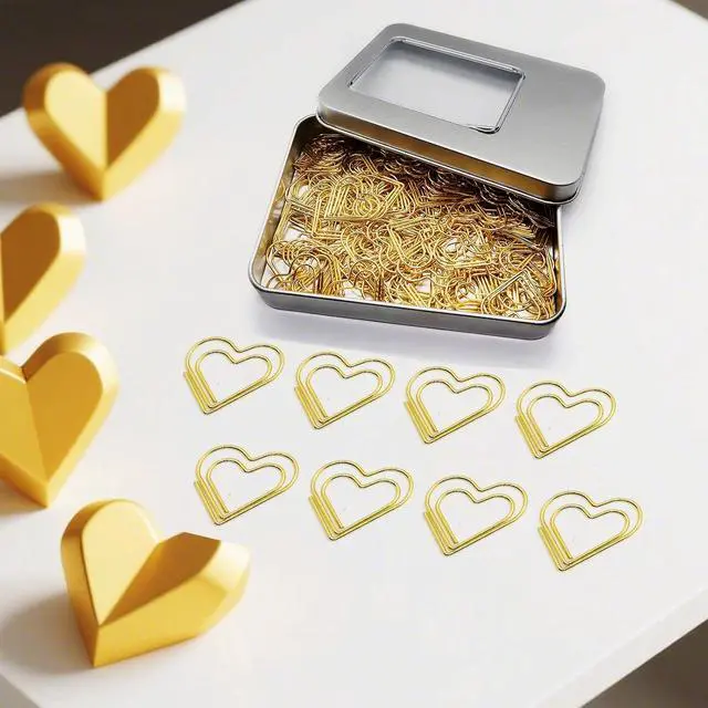 Alt view image 4 of 5 - Fancy Gold Heart Paper Clips 100 Pcs, Wedding Invitations | Fancy Wedding Invitation Accessories and Decorative Desk Supplies for Place Cards, Planners and Paper Organization