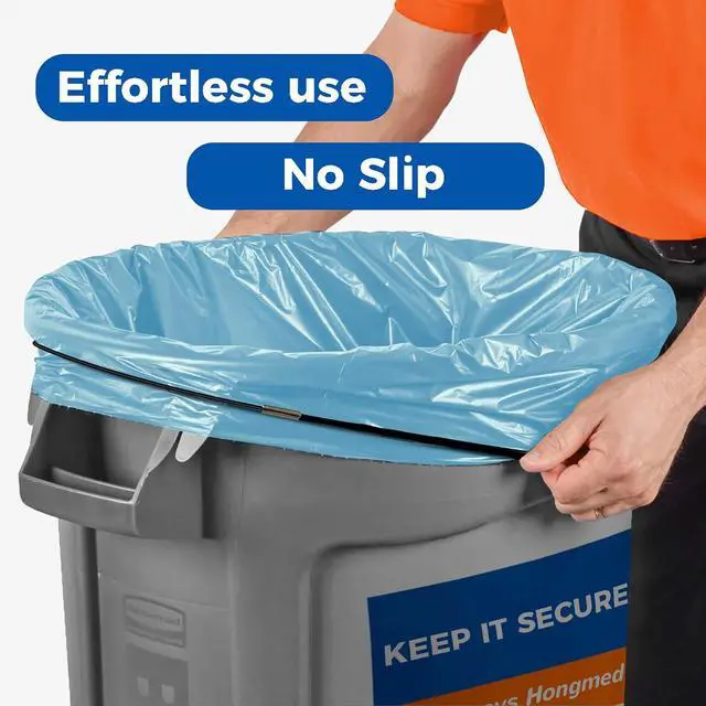 Alt view image 4 of 7 - Hongmed Trash Can Bands Set of 3, Fits 32 to 55 Gallon Cans, Large Elastic Rubber Bands for Kitchen/Office/Garage, Secure Garbage Bags(Black/Blue/Green)