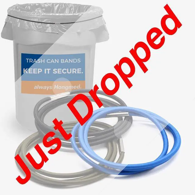 Alt view image 7 of 7 - Hongmed Trash Can Bands Set of 3, Fits 32 to 55 Gallon Cans, Large Elastic Rubber Bands for Kitchen/Office/Garage, Secure Garbage Bags(Black/Blue/Green)