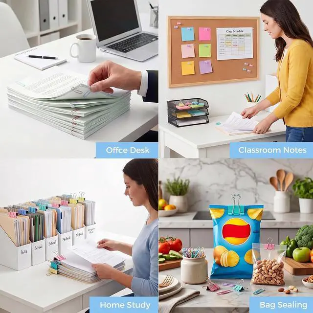 Alt view image 5 of 7 - BESARME 279PCS Paper Clips and Binder Clips Set with Box, Assorted Sizes | Colorful metal clips, rust-resistant finish, 6-compartment box, office school home use