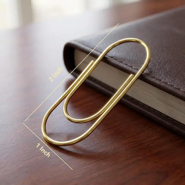 Alt view image 2 of 7 - Jumbo Gold Paper Clips Heavy Duty Paperclips, 2 Inch, 50 Pcs | Large Size, Heavy Duty, Rust Resistant, Smooth Finish No Snag, Office Wedding Invitations Planner Home Use