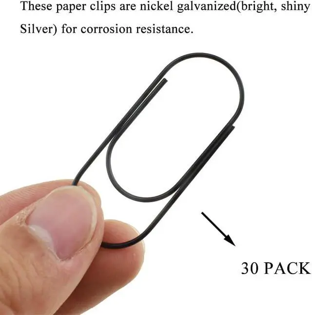 Alt view image 4 of 6 - HAHIYO Paper Clips 2 inches (50mm) Length Black Wide Paperclips Vinyl Coated Prevent Scratching Tearing The Pages Sturdy for Bookmark Organize Home Office School 30 Pack