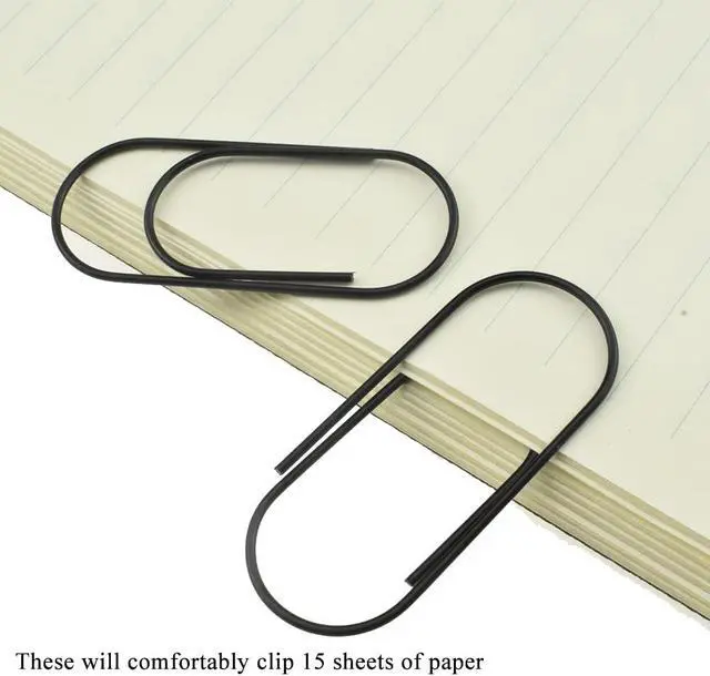 Alt view image 5 of 6 - HAHIYO Paper Clips 2 inches (50mm) Length Black Wide Paperclips Vinyl Coated Prevent Scratching Tearing The Pages Sturdy for Bookmark Organize Home Office School 30 Pack