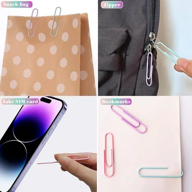 Alt view image 5 of 7 - Macaron Colored Jumbo Paper Clips, 300 Pcs 2 Inch (50 mm) | Pastel Large Paper Clips, Metal Cute Paperclips, Big Clips for Paperwork, Ideal for Office, School and Home Use