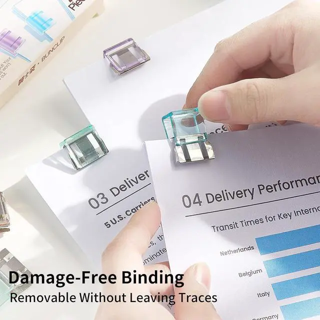 Alt view image 5 of 7 - Push Paper & Binder Clips, 20 Pack 50 Sheet Heavy Duty No Damage | Reusable medium clamps with mark-free design. Ideal for office, school, home organization and daily paperwork sorting.