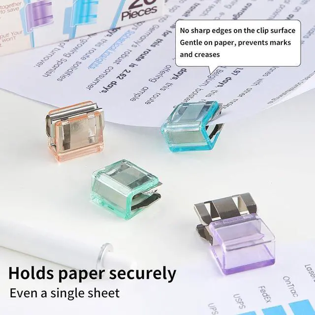 Alt view image 6 of 7 - Push Paper & Binder Clips, 20 Pack 50 Sheet Heavy Duty No Damage | Reusable medium clamps with mark-free design. Ideal for office, school, home organization and daily paperwork sorting.