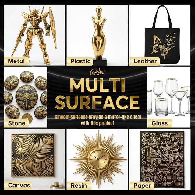 Alt view image 5 of 6 - 3PK Liquid Gold Chrome Paint Markers, Metallic Mirror Gold Pens | 1mm, 2mm & 3mm Reversible Tip Permanent High Gloss Markers for Metal, Plastic, Fabric, Model Painting, Touch-Up & Repair Kit