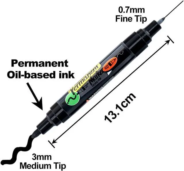 Alt view image 3 of 6 - TRANSON 2 Black Bold Tip and Extra Fine Tip Paint Markers Waterproof Oil Paint pen