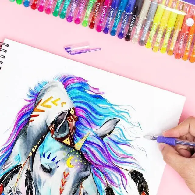 Alt view image 4 of 7 - Gel Pens, 33 Color Gel Ink Pen Fine Point Colored Pen Set with 40% More Ink | Coloring Art Supplier for Adult Coloring Books, Drawing, Doodling, Scrapbooks Journaling