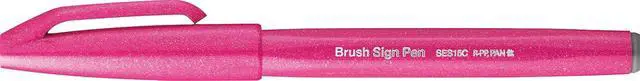 Alt view image 2 of 7 - Pentel Fude Touch Sign Pen, Pink, Felt Pen Like Brush Stroke (SES15C-P)