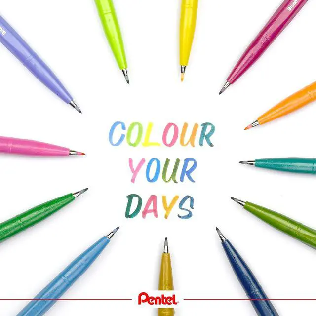Alt view image 3 of 7 - Pentel Fude Touch Sign Pen, Pink, Felt Pen Like Brush Stroke (SES15C-P)