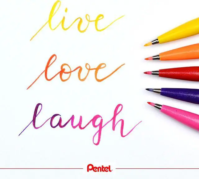Alt view image 5 of 7 - Pentel Fude Touch Sign Pen, Pink, Felt Pen Like Brush Stroke (SES15C-P)