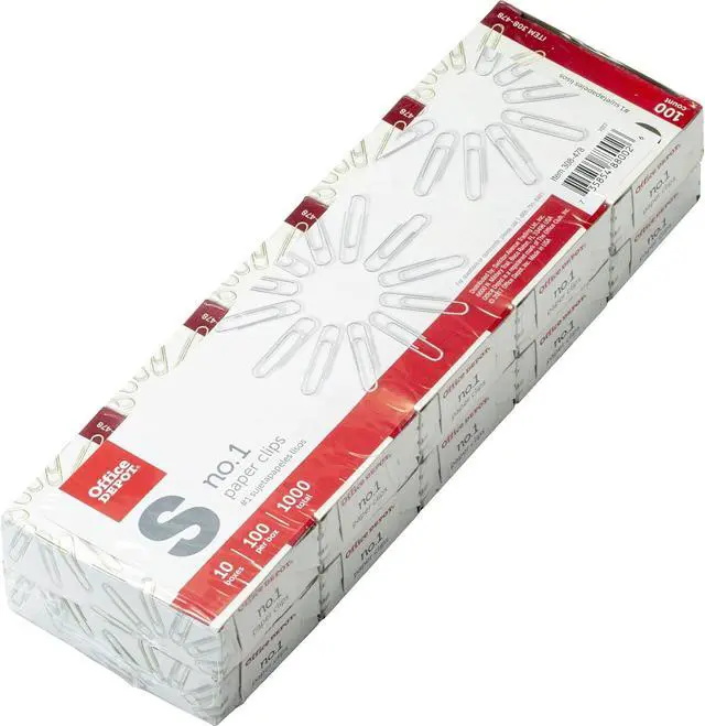 Alt view image 4 of 6 - Office Depot® Brand Paper Clips, No. 1 Regular, Silver, 100 Clips Per Box, Pack of 10 Boxes