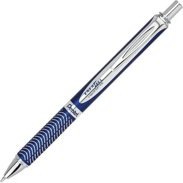 Alt view image 3 of 3 - PENTEL EnerGel Alloy RT Retractable Liquid Gel Pen.7mm, Blue Barrel, Black Ink (BL407CA)