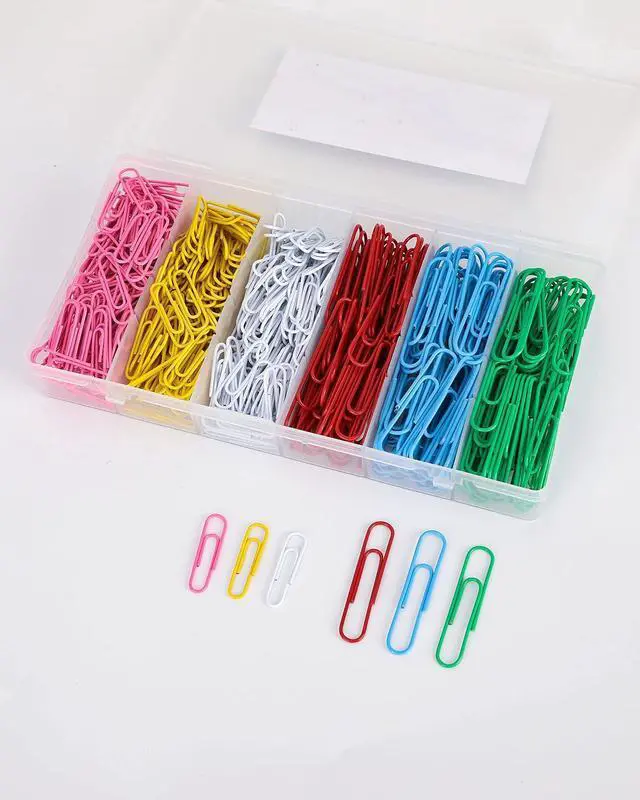 Alt view image 7 of 7 - PAPERPAL Paper Clips, 2 in (50 mm) & 1-2/7 in (33 mm), 540, Assorted Colors | Vinyl-coated large and medium paper clips for office, school and personal use; 180 jumbo, 360 #1, 6-compartment box.