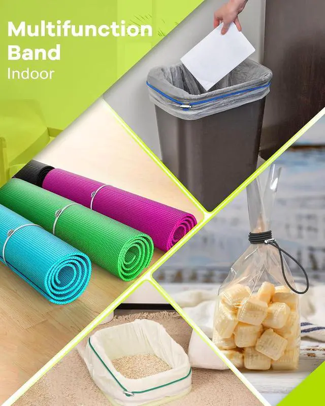 Alt view image 5 of 6 - Large Rubber Bands for Trash Can Fits up 40-96 Gallon Extra Large Trash Can Rubber Bands Garbage Can Bands Outdoor Trash Bag Holder Multifunction Bands Buckles of common metal for Picnic Camping Party