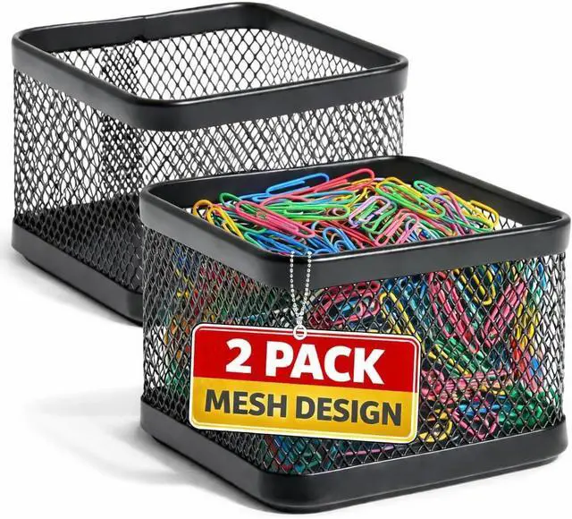 Main image of 1InTheOffice Mesh Paperclip Holder For desk, Paperclip Holder Desk Accessories Holder(2 Pack)