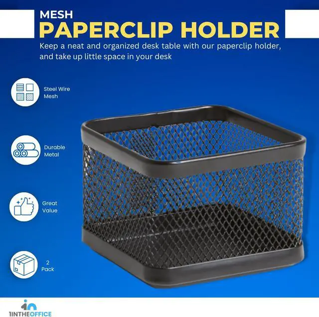 Alt view image 2 of 7 - 1InTheOffice Mesh Paperclip Holder For desk, Paperclip Holder Desk Accessories Holder(2 Pack)