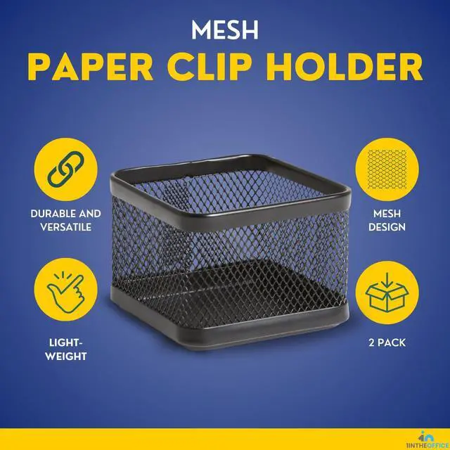 Alt view image 3 of 7 - 1InTheOffice Mesh Paperclip Holder For desk, Paperclip Holder Desk Accessories Holder(2 Pack)