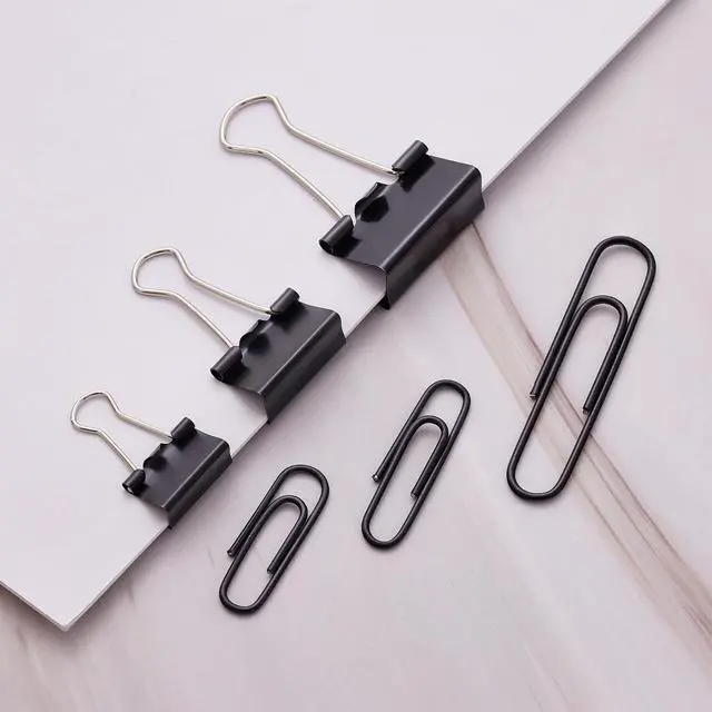 Alt view image 3 of 6 - NEEWAY 300pcs Paper and Binder Clips Assorted Sizes, Black