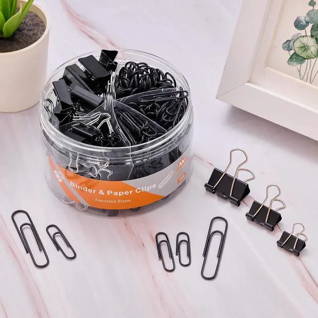 Alt view image 4 of 6 - NEEWAY 300pcs Paper and Binder Clips Assorted Sizes, Black