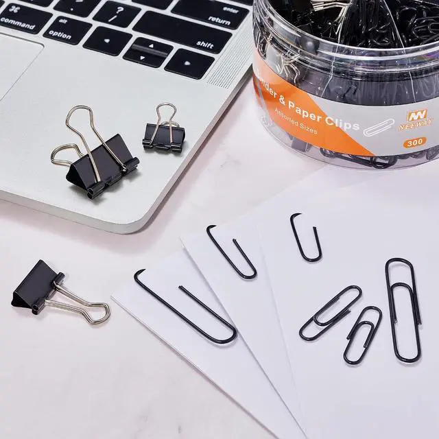 Alt view image 5 of 6 - NEEWAY 300pcs Paper and Binder Clips Assorted Sizes, Black