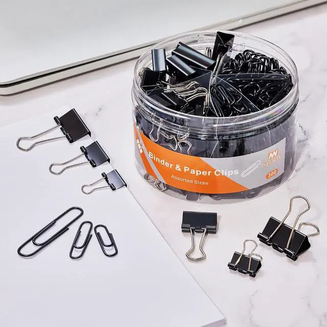 Alt view image 6 of 6 - NEEWAY 300pcs Paper and Binder Clips Assorted Sizes, Black