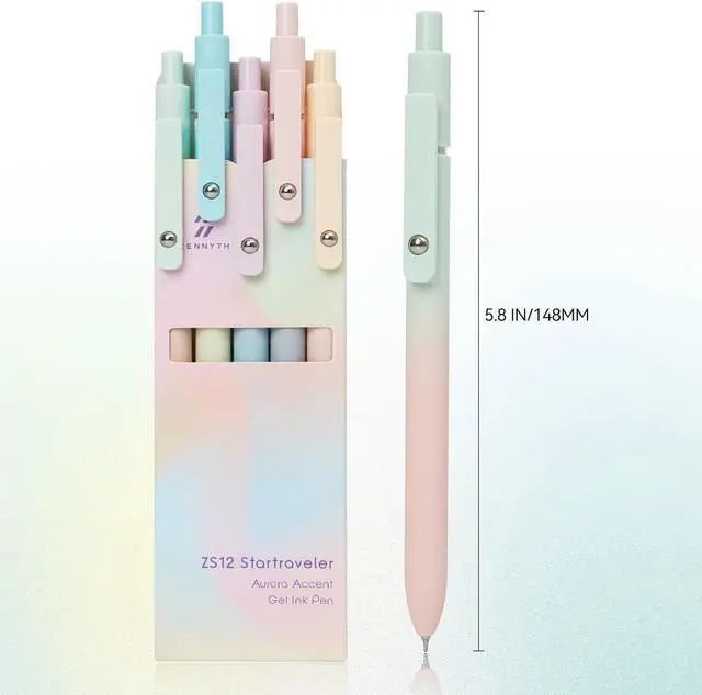Alt view image 2 of 7 - Gel Pens, 5 Pcs 0.7mm Quick Dry Black Ink Pens Fine Point Smooth Writing, Cute Office School Supplies Gifts for Women (Gradient)
