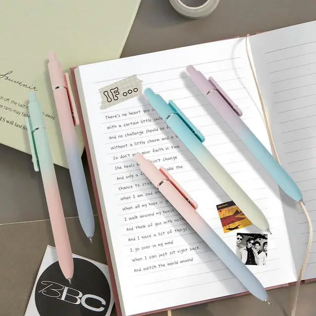Alt view image 5 of 7 - Gel Pens, 5 Pcs 0.7mm Quick Dry Black Ink Pens Fine Point Smooth Writing, Cute Office School Supplies Gifts for Women (Gradient)