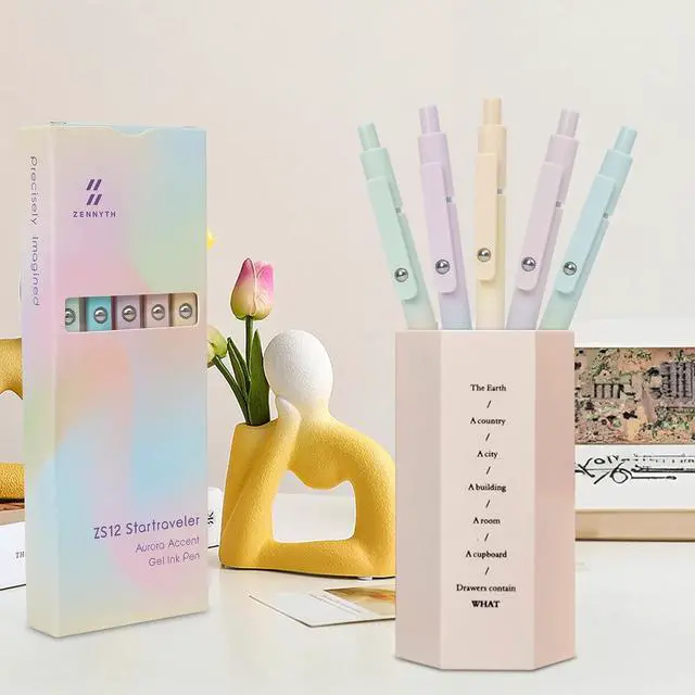 Alt view image 7 of 7 - Gel Pens, 5 Pcs 0.7mm Quick Dry Black Ink Pens Fine Point Smooth Writing, Cute Office School Supplies Gifts for Women (Gradient)
