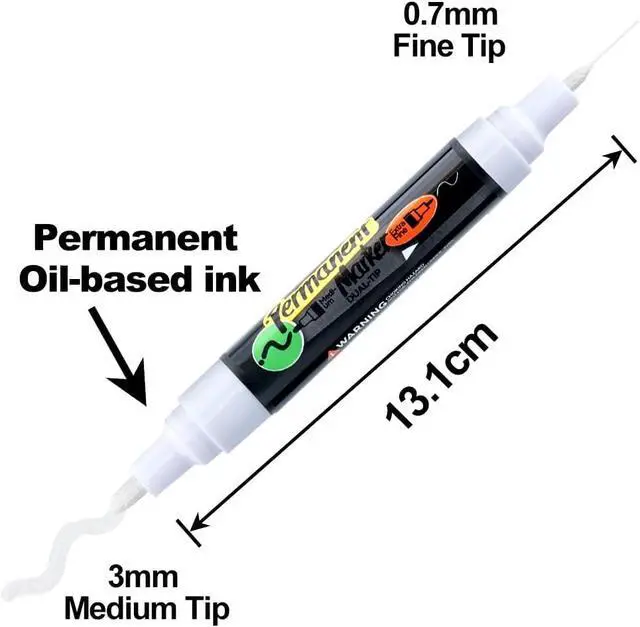 Alt view image 3 of 6 - TRANSON 2 White Bold Tip and Extra Fine Tip Paint Markers Waterproof Oil Paint pen