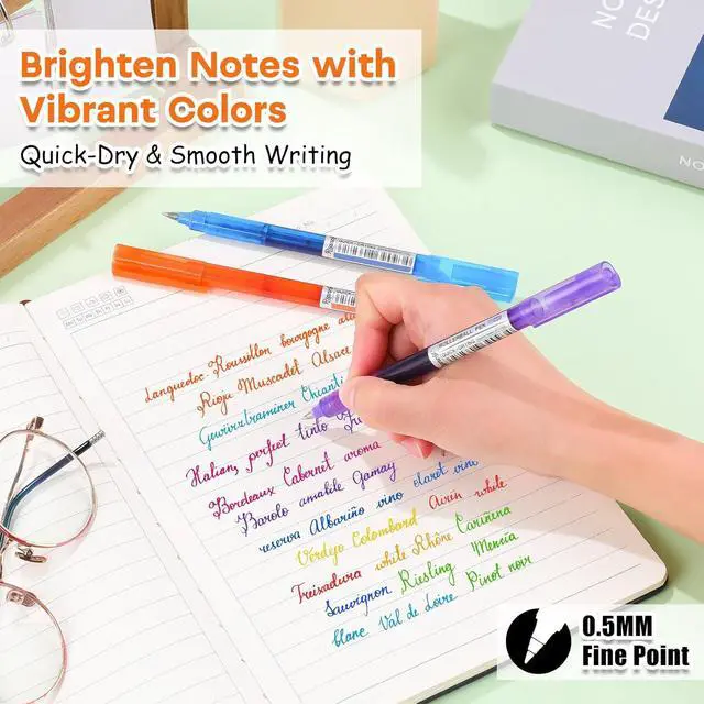 Alt view image 3 of 7 - USUAL 24 Colored Liquid Ink Rollerball Pens, 0.5mm Fine Point | Smooth Writing,Quick-Drawing Pen for Journaling Back-to-School
